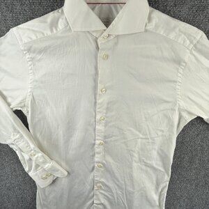Eton Long Sleeve White Button Up Shirt Men Cotton Size 15.75 Slim Fit Adult ****